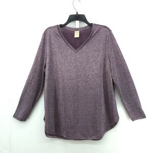 Faded Glory Women's 1X Purple metallic long sleeve shirt